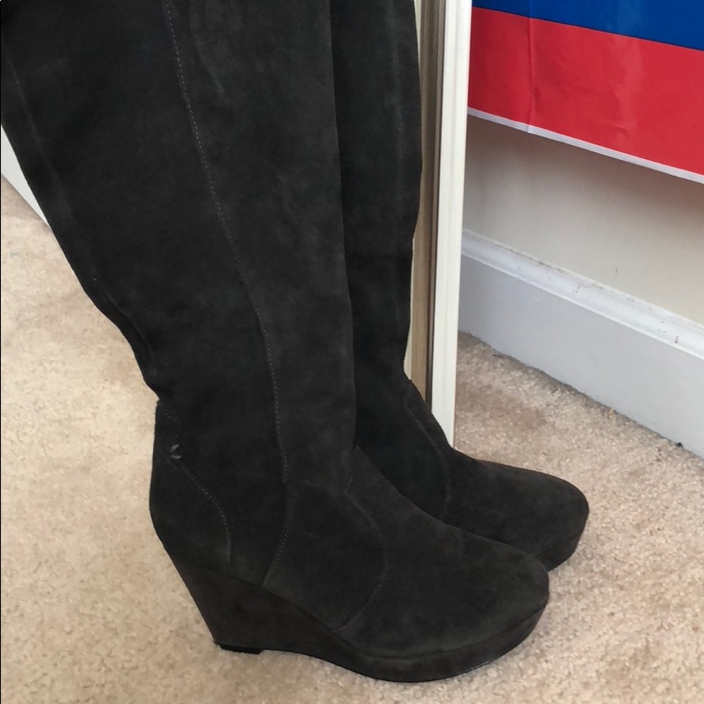 Steve Madden Ashleey Leather Upper Wedge Boots